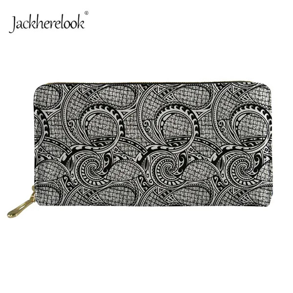 HX396Z21 Jackhereook Модные женские длинные кошельки из искусственной кожи полинезийская традиционная племенная Стильная Женская визитница на молнии клатч портмоне - Цвет: HX396Z21