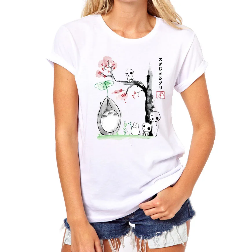 2017 милые летние Тоторо аниме футболка модные хлопковые с круглым вырезом и