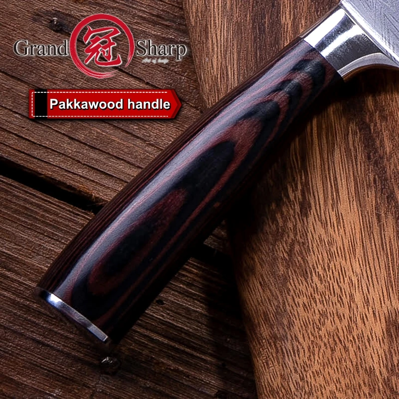 Кухонный нож шеф повара Grandsharp 8 дюймов с лазерным Дамасским узором из нержавеющей