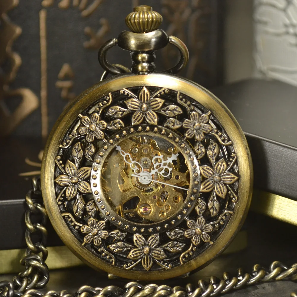 Мужские часы Tiedan в стиле стимпанк прозрачные Механические карманные