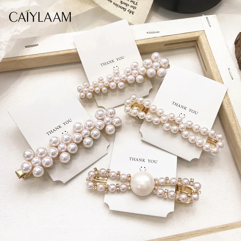 CAIYLAAM корейские стильные заколки для волос с жемчугом Модные женские старинные