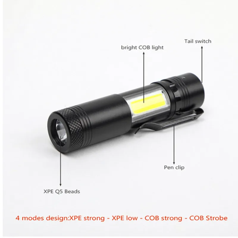 5/10 шт. портативный мини светодиодный фонарик CREE XPE + COB вспышка 3800LM Рабочая