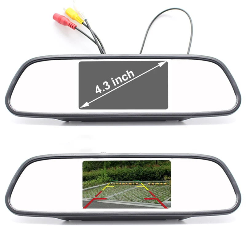 Автомобильное зеркало заднего вида 4 3 дюйма HD с монитором функцией помощи при