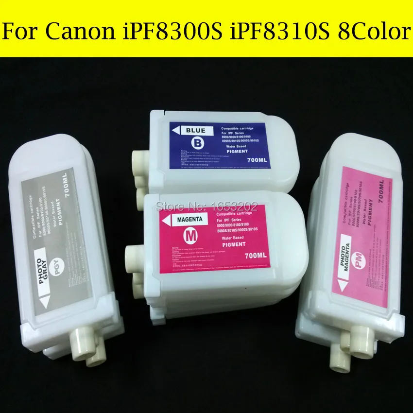 8 шт./лот широкоформатный пустой набор чернил для заправки картриджа Canon PFI 704 iPF8300S