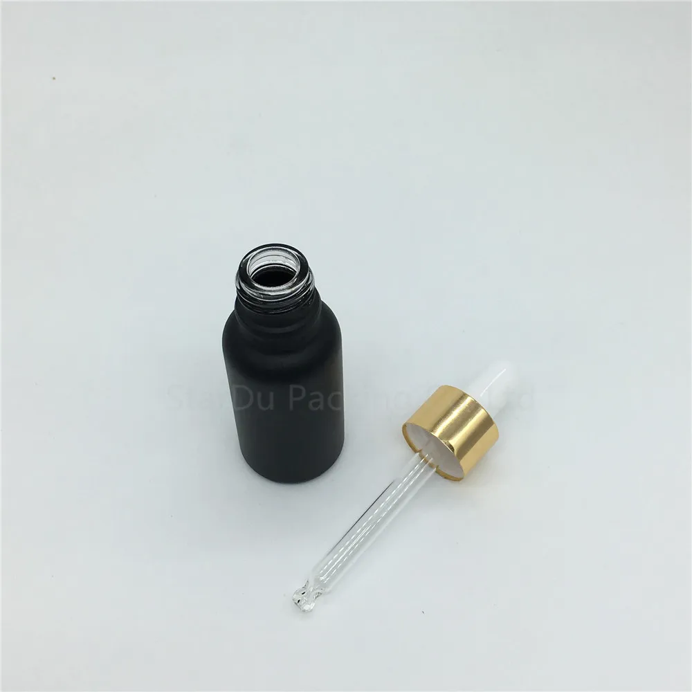12pcs 20ml Black Frosted Glass Essential Oil Bottle With Gold Ring Dropper Perfume | Красота и здоровье
