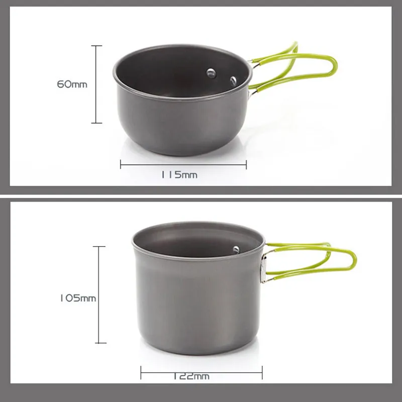 Outdoor Cookware Set Pots Pans Camping Hiking Folding Tableware Cooking Picnic Traveling Bowl Pot Pan Set Folding Spoon Fork