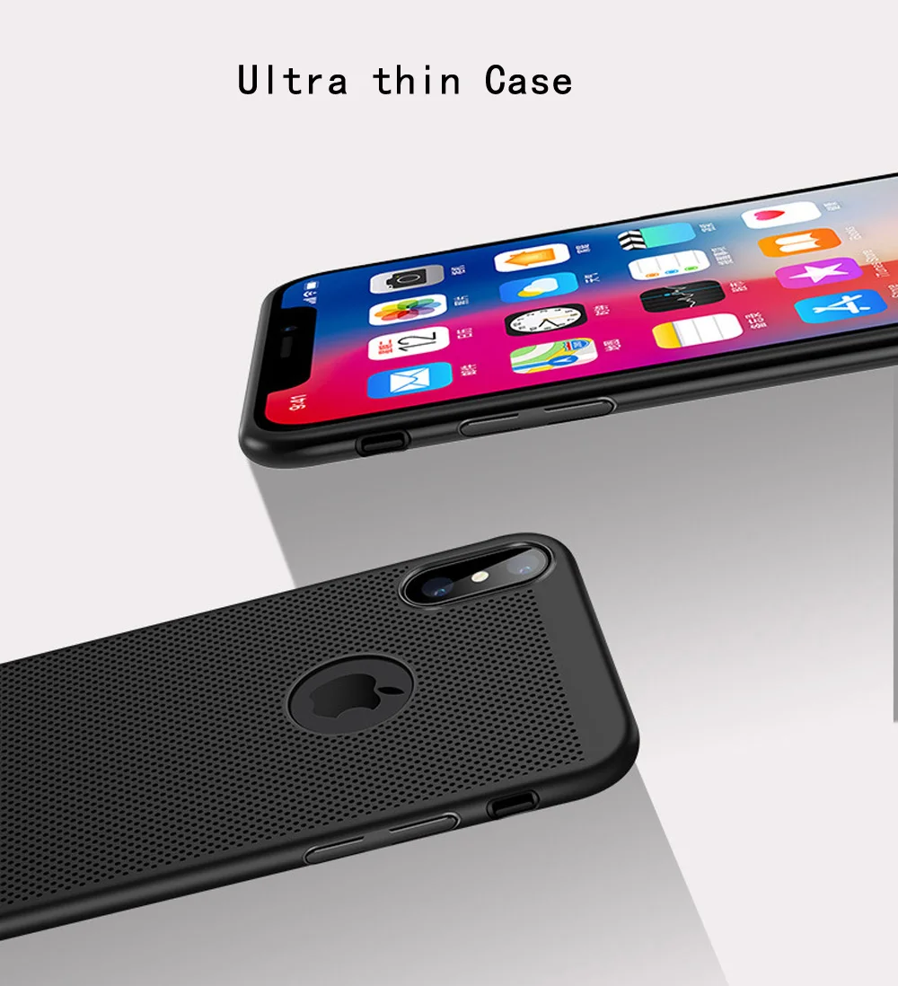 Heyytle ультра тонкий чехол для iPhone X 6 6s 7 8 Plus полые чехлы с рассеиванием тепла Жесткий ПК для iPhone XS MAX XR X задняя крышка Coque