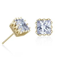 girl earring square simple fashion design engagement earrings glamour party decoration accessories colored cubic zirconia