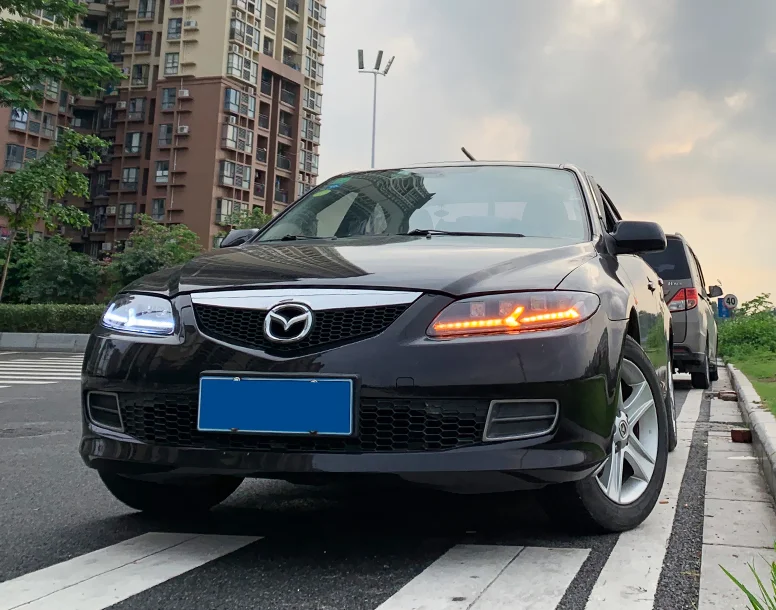 2 шт. светодиодный головной светильник s для Mazda 6 2003-2008 автомобильный светодиодный светильник s двойной ксеноновый Объектив Автомобильные аксессуары дневные ходовые огни противотуманный светильник
