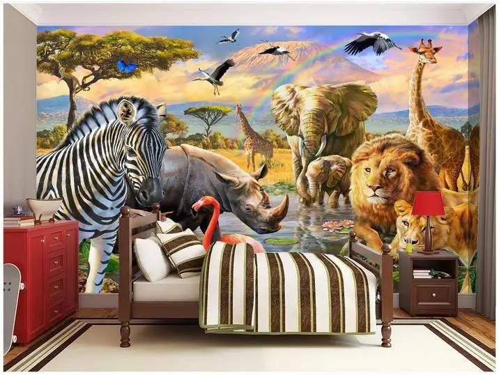 Фотообои 3d на заказ настенные фрески с животными солнечный свет Кампо мир