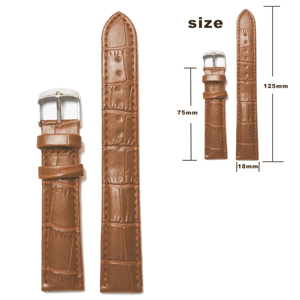 

18mm Elegant Tan Faux Leather Ladies Watch Band Straps WB1026F18FB