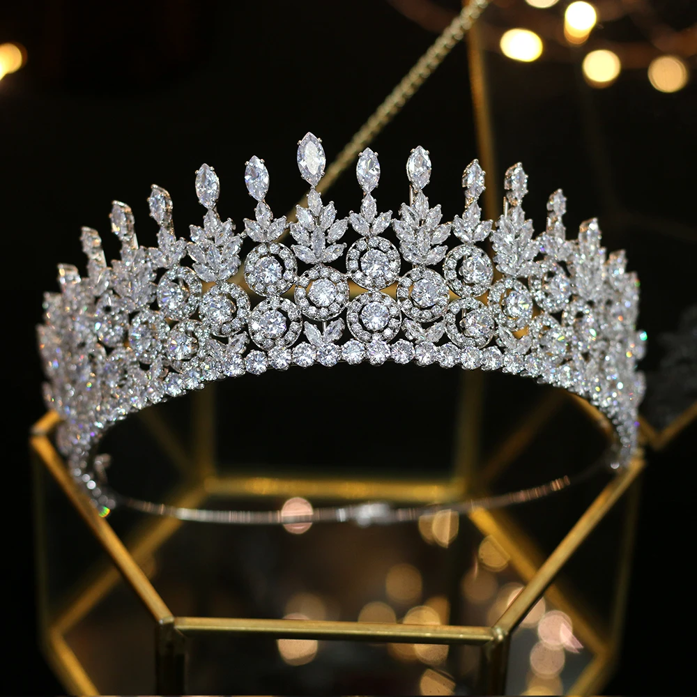 Аксессуары для свадебной короны Lujo CZ para el cabello Joyeria de boda Tocado Novia Corona femenina Conjunto diseno |