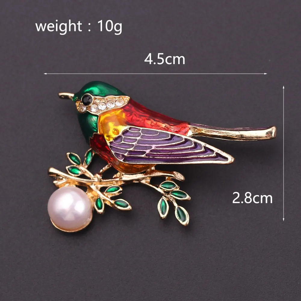 Стразы Эмаль красочная Иволга птица ветка Брошь Хрустальный жемчуг для женщин