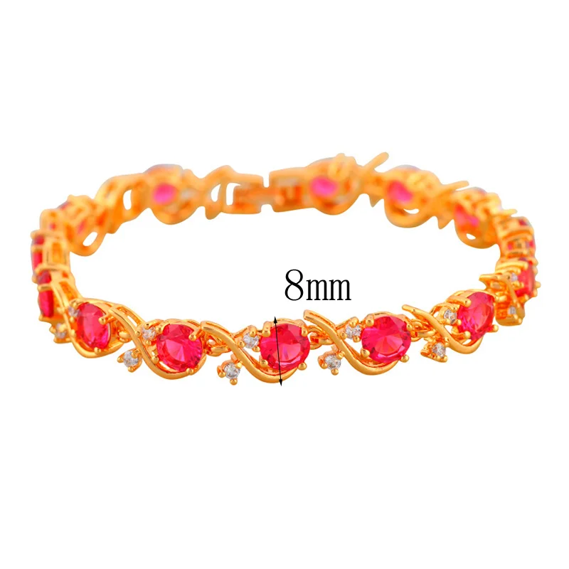 CZ Jewelry Lowest price K yellow Gold Tone Rose Crystal Inlay Charm Bracelets for women Wedding fashion jewelry TB673 | Украшения и