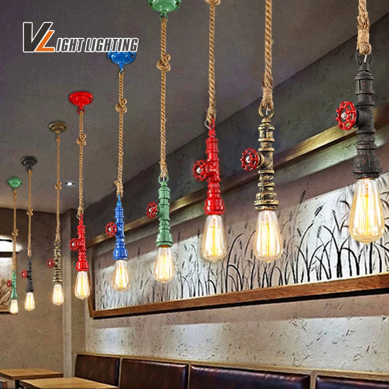 Винтажный подвесной светильник в стиле лофт веревка для водопроводной трубы