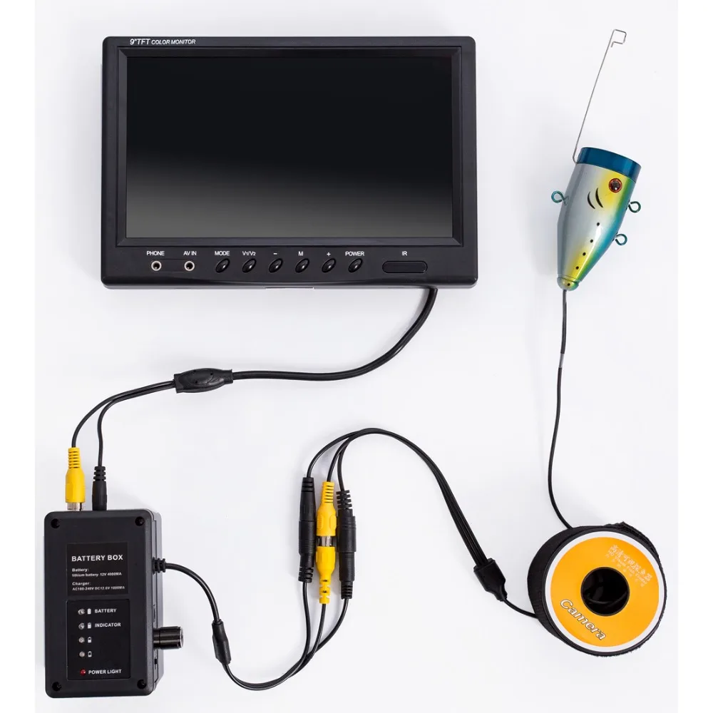 HD 1000TVL Underwater Fishing Camera Kit 9" Color LCD Video System Fish Finder With Night Vision 15M Cable | Безопасность и