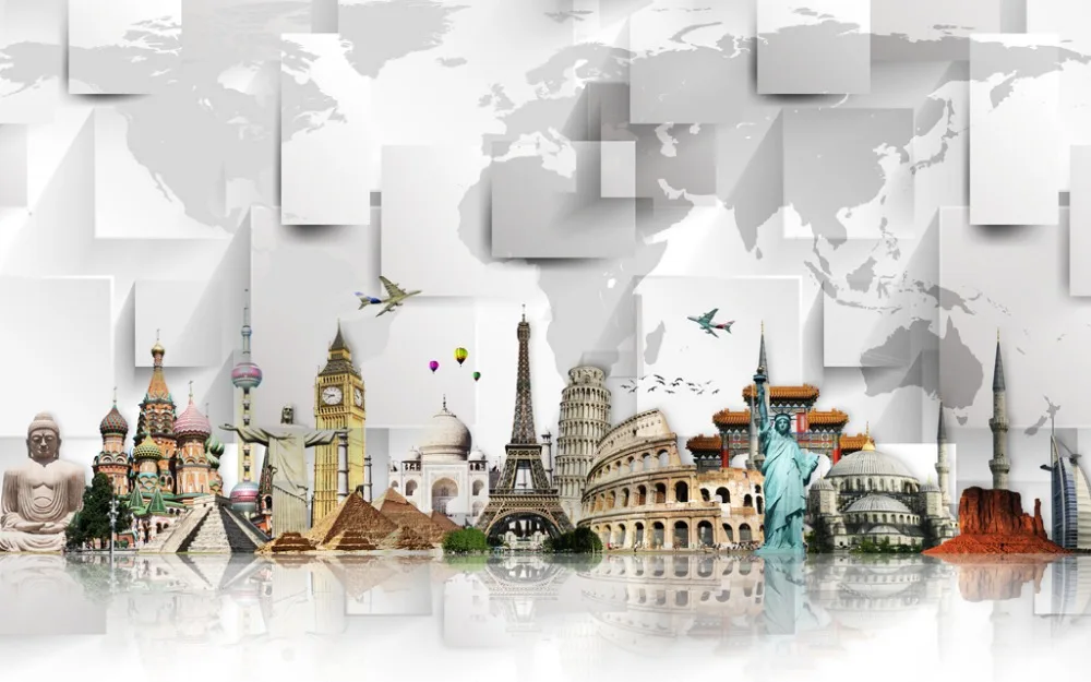 

Fashion 3d curtains map Curtains for living room 3D Window Curtains For Bedding room