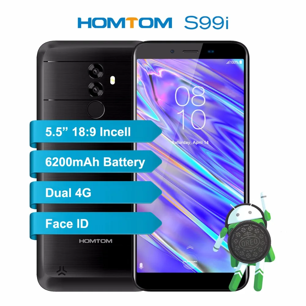 Новинка 2019 Оригинал HOMTOM s99i 5 &quot18:9 дисплей Android 8 1 смартфон OTG gps 6200 мАч 2 ГБ + 16 Гб