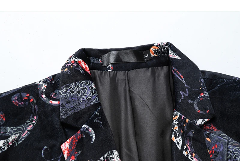 MOGU Men's Suit Blazer Two Button Floral Evening Wedding Festive Stylish Blazers for Men Stage Costumes Singers Slim Jacket