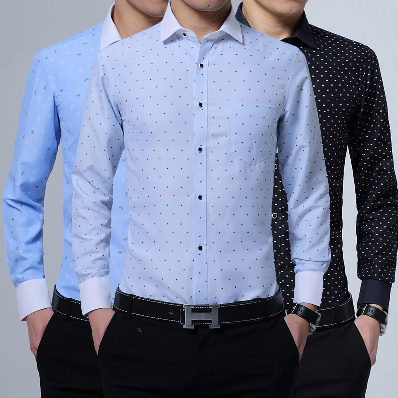 2017 Мужская рубашка мужская модельная модная Повседневная Деловая формальная с