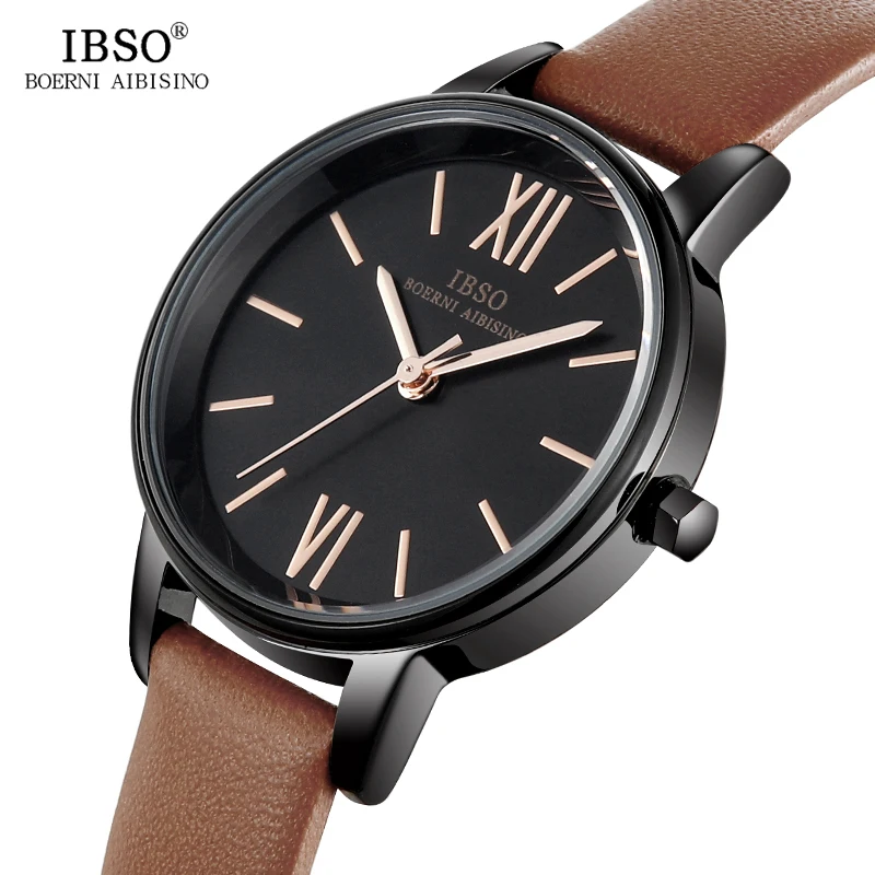 Часы наручные IBSO женские с тонким ремешком Модные Аналоговые кварцевые кожаным #