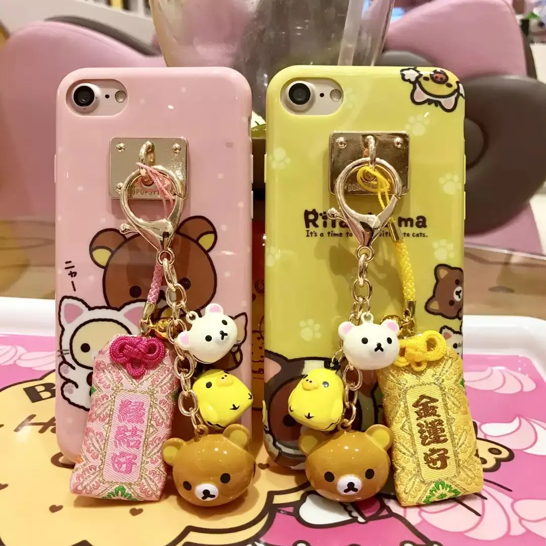 Rilakkuma милый мультфильм кольцо колокольчик силиконовый чехол для телефона чехол для iphone 11 pro 7 6 6splus 8 X XR XS забавная Милая резинка гелевый Чехол