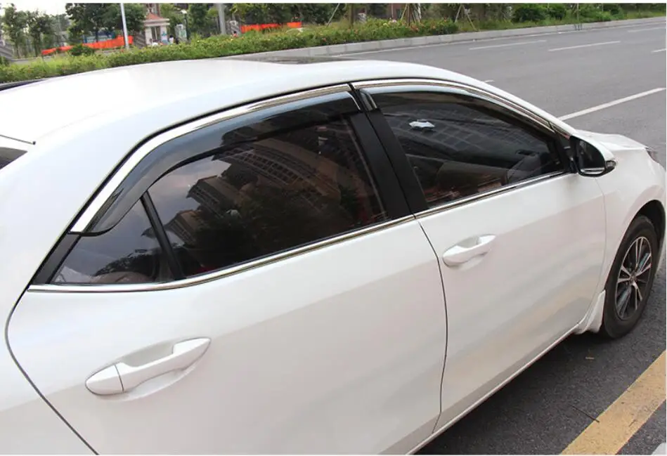 JINGHANG 4pcs Chrome Window Visor Deflector Sun Rain Shield For Toyota corolla 2014 2015 2016 2017 2018 |