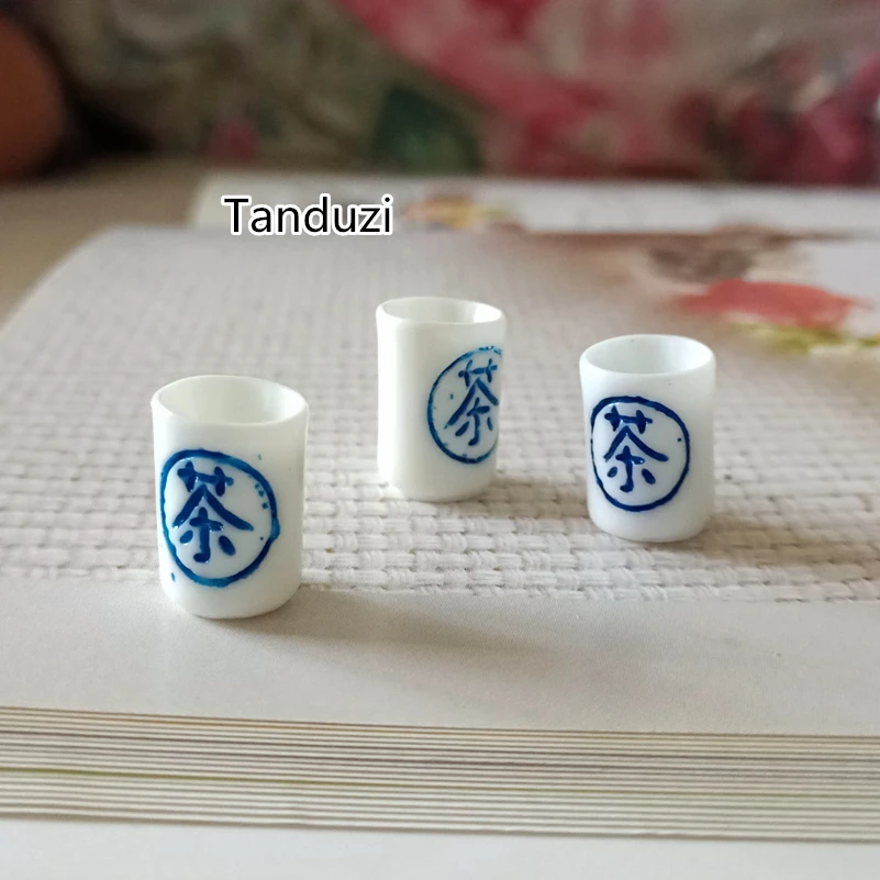 Оптовая продажа 100 шт. миниатюрные чайные чашки Tanduzi из смолы Белая Мини чашка