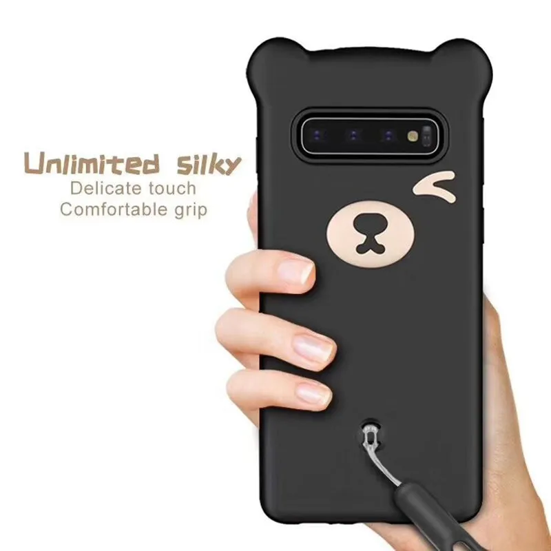 Милый чехол для телефона с мультяшным медведем Samsung Galaxy S10 S8 S9 Plus Note 9 E жидкостный