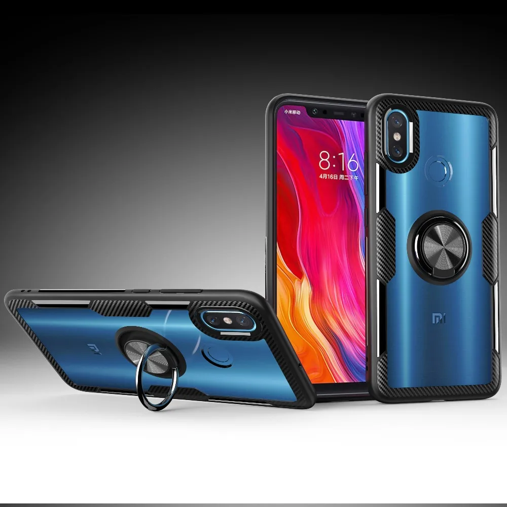 YTIFOU новый продукт кристалл прозрачный ПК магнитное кольцо Стенд чехол для Xiaomi Mi8