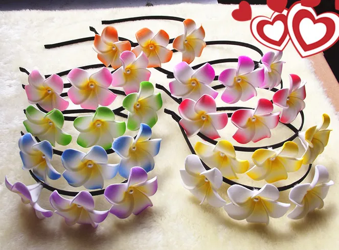 

HappyKiss wedding colors The bride flowers jewelry Frangipani new foam flower elastic Hawaiian vacation necessary PE hair band