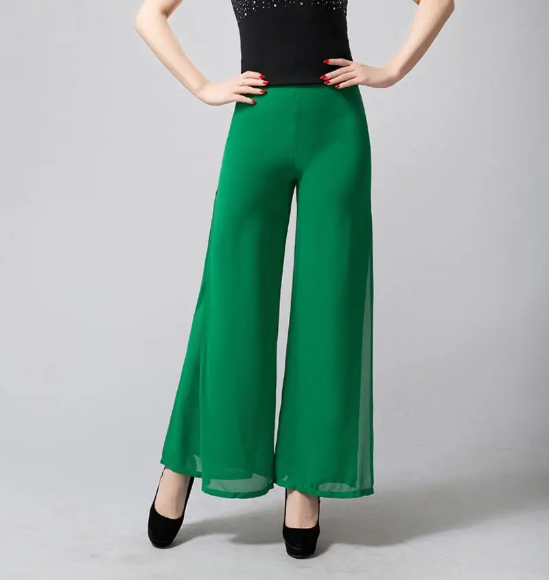 Женские шифоновые брюки черные/белые/красные с широкими штанинами Размеры S-4XL