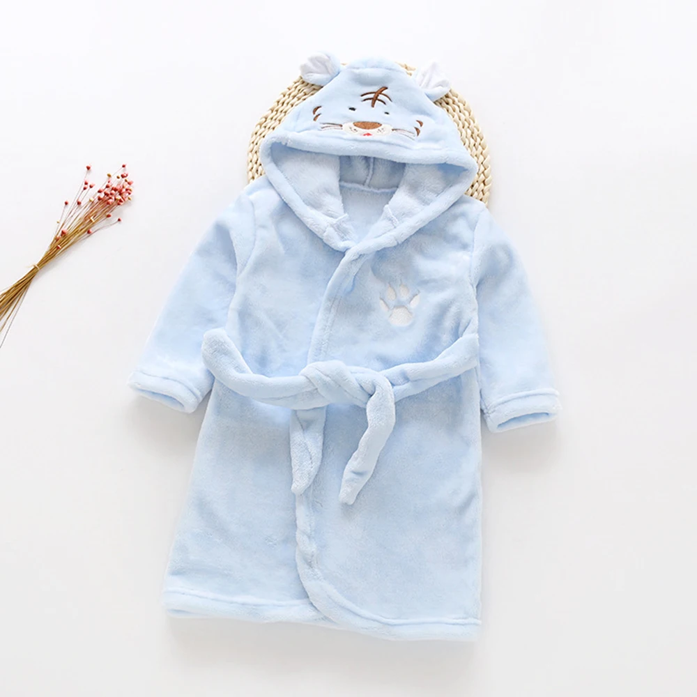 K06246Blue Babyinstar/детские халаты; коллекция года; модный детский халат с капюшоном и милым кроликом для малышей; банный халат; детские халаты для девочек и мальчиков - Цвет: K06246Blue