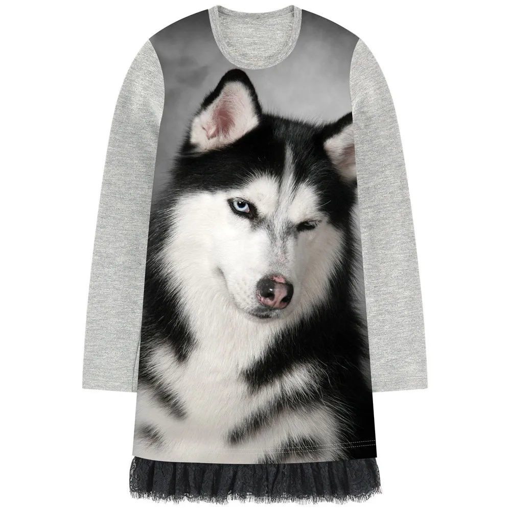 Платье для маленьких девочек платья с длинными рукавами принтом собаки
