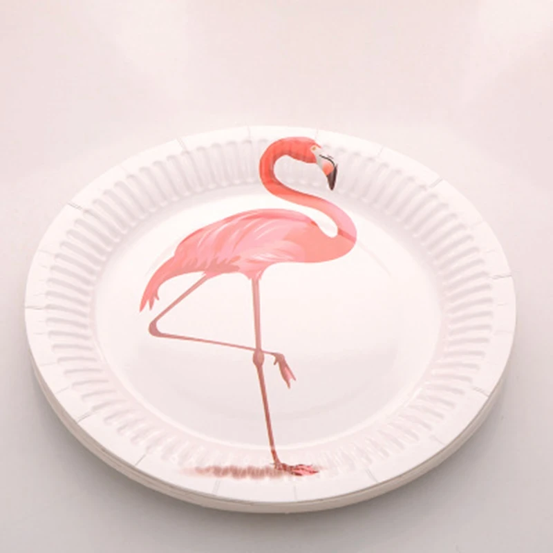 18cm plates Vvsoo 10 шт. единорог; Фламинго бумажные чашки тарелки одноразовые Посуда украшения для свадьбы дня рождения Детские вечерние принадлежности для душа - Цвет: 18cm plates