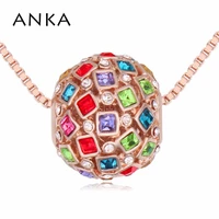 anka sale rose gold color round crystal pendant necklace valentines day gift main stone crystals from austria 115600