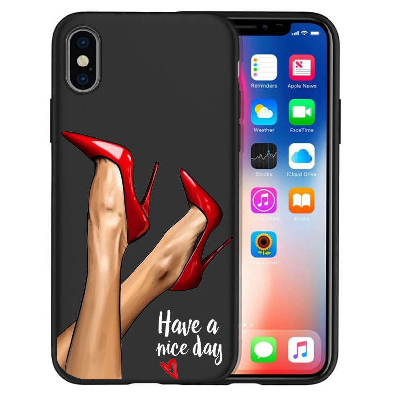 Роскошный чехол с изображением девушки на высоком каблуке и цветка для iphone 8 7 X XS