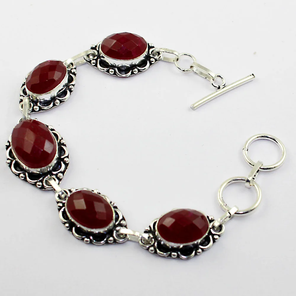 

Rubys Bracelet Silver Overlay over Copper ,19.7cm, B1275