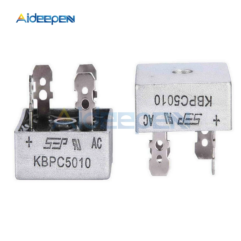 1PCS KBPC5010 50A 1000V Bridge Rectifier Metal Case for Maximum Heat Dissipation 2.8cm Square Diode | Инструменты