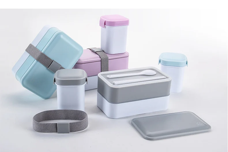 MICCK японский Ланч-бокс набор двухслойный Bento box с миской для супа портативный Термоизолированный контейнер для еды Microwavable