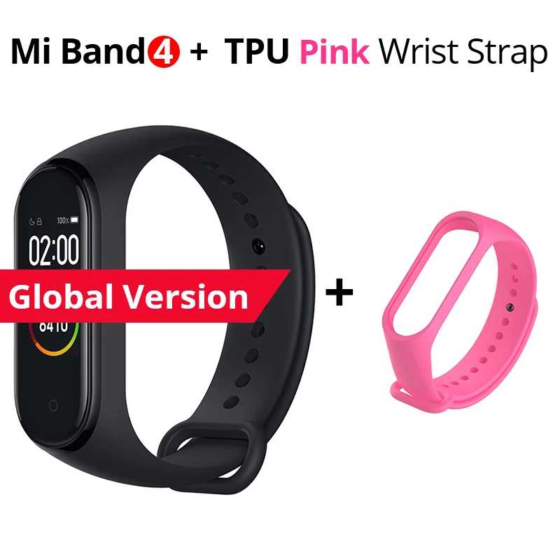 Add Pink Strap Xiaomi Mi Band 4 глобальная версия многоязычный браслет 135 мАч Bluetooth 5,0 умные часы - Цвет: Add Pink Strap