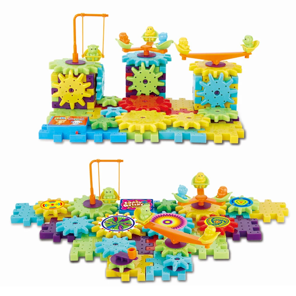 

81 Pieces Electric Gears 3D Puzzle Building Kits Plastic Bricks Educational Toys For Kids Toys For Children Christmas Gift