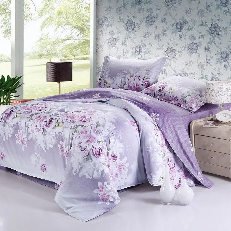 Горячая Продажа 100% Хлопок Цветочные Печатных Утешитель Наборы Пододеяльник