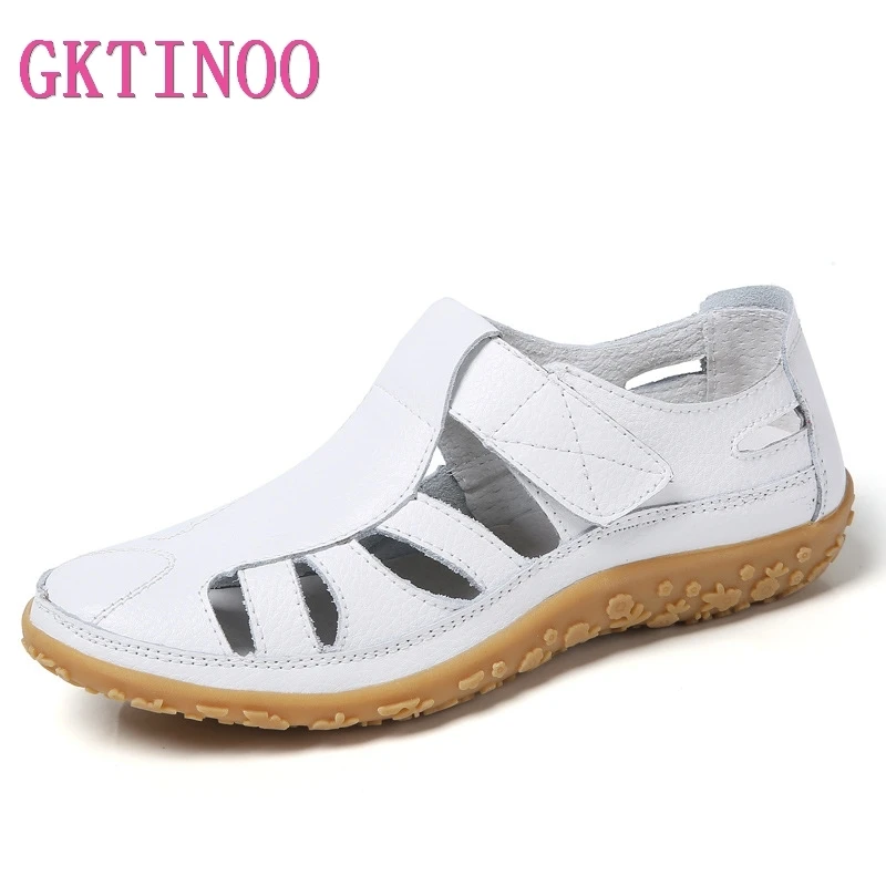 Женские ажурные туфли GKTINOO натуральная кожа плоская подошва летние женские