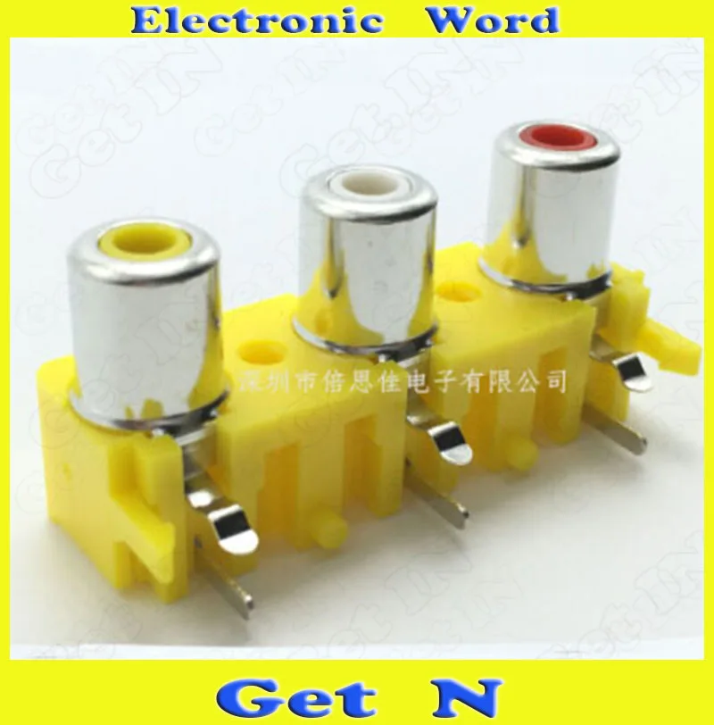 

300pcs RCA AV3-8.4-15 Type 3x holes Audio Video PCB RCA Female Connecctors Jacks 3P Socket