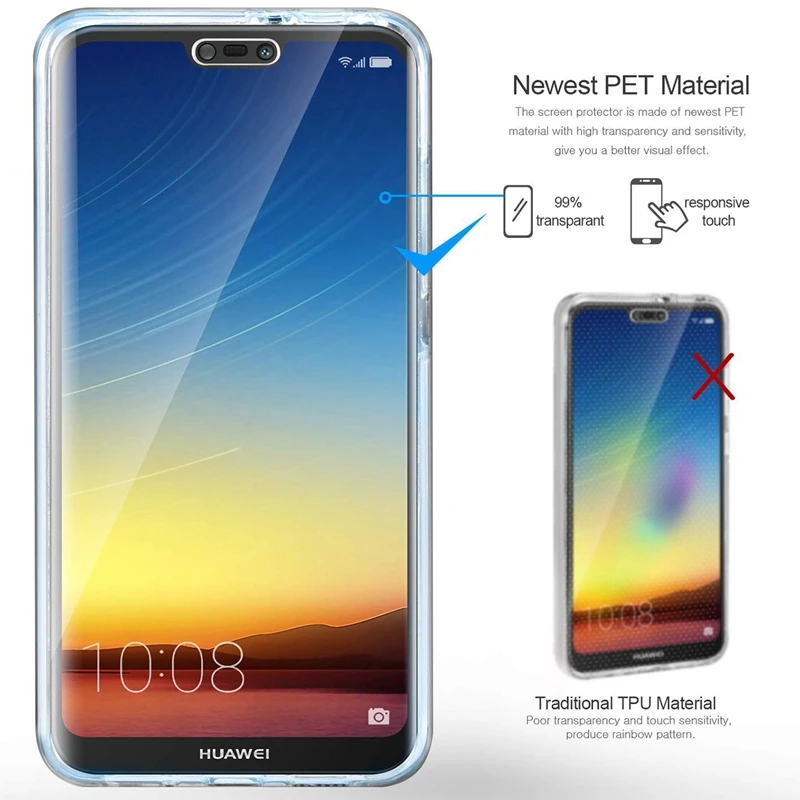 360 Degree Full Body Case For Huawei P Smart 2019 + 5.65 6.3 inch 6.21 Plus Transparent Silicone Gel TPU Soft Cover |