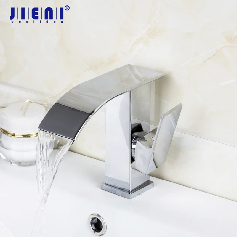 JIENI кран для раковины ванной комнаты, кран для воды с одной ручкой, кран для ванной, смеситель для горячей и холодной воды, латунный ХРОМ