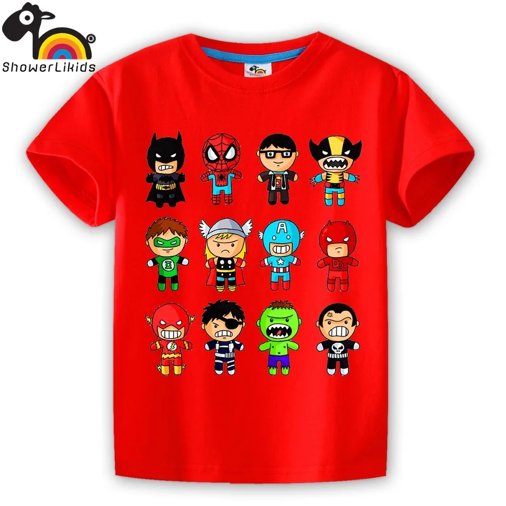 Showerlikids/хлопковая футболка с коротким рукавом высокого качества для мальчиков и