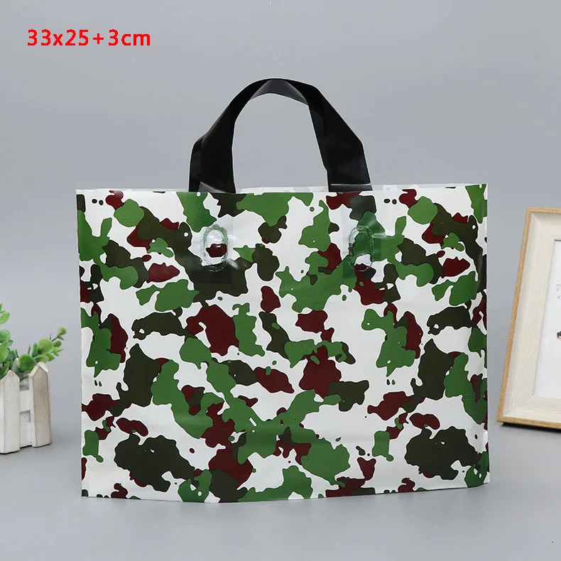 Camouflage Толстые большие пластиковые хозяйственные сумки толстые бутик Подарочная одежда упаковка пластиковая подарочная сумка с ручкой 10 шт несколько узоров - Цвет: Camouflage