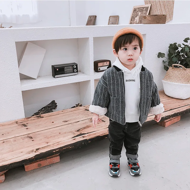 2019 осенне-зимняя куртка с толстым воротником для маленьких мальчиков теплая